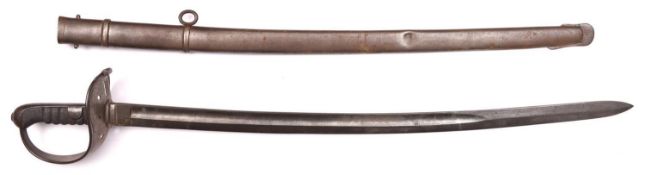 An Austrian 1858 pattern heavy cavalry trooper’s sword, blade 34” fullered on one side only, stamped