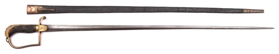 A naval officer’s dress sword for Lieutenant, c 1812-1825, tapering shallow diamond section blade
