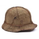 A replica of an Imperial German Mod 1916 steel helmet, with sacking and steel wire cover, GC £120-