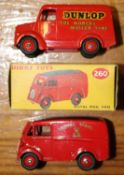 2 Dinky Toys. Morris J Royal Mail Van (260). Together with a Trojan Van in 'Dunlop' red livery.