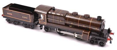 A Hornby O gauge electric No.3 4-4-2 tender locomotive. as French Nord 31240, in lined brown livery.