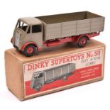 Dinky Toys Guy 4-Ton Lorry (511). In grey with red chassis and wheels. Together with Guy Flat