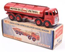 Morestone Series No.1 Foden Petrol Tanker. In red ESSO MOTOR OIL PETROL livery, with red wheels