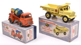 2 Dinky Supertoys. Lorry Mounted Cement Mixer (960). In orange with blue & yellow drum and black