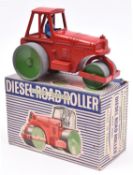A Modern Product Aveling-Barford Diesel Road Roller. A large scale example in red with green