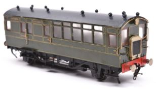 An O gauge kit/scratchbuilt Southern Railway Dewry petrol Railcar for the Weston, Clevedon and