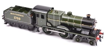 A Hornby O gauge electric No.2 Special 4-4-0 tender locomotive. Repainted as Southern Railway, 1759,
