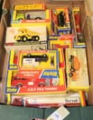12 Dinky Toys. Aveling & Barford Centaur Dump Truck (924). Jones Fleetmaster Cantilever Crane (970).