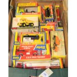 12 Dinky Toys. Aveling & Barford Centaur Dump Truck (924). Jones Fleetmaster Cantilever Crane (970).