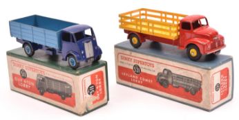 2 Dinky Toys. Guy 4-Ton Lorry (511). In dark blue with mid-blue body and wheels. Leyland Comet Lorry