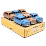 A Dinky Toys 6-Vehicle Trade Box (40E). Containing 6 Standard Vanguard Saloons. 3 in blue with