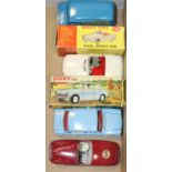 4 Dinky Toys. Sunbeam Alpine Sports (107). In cerise with grey interior and driver. M.G.B Sports Car