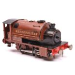 An O gauge brass and white metal kitbuilt Metropolitan Railway 0-4-0ST locomotive, 1, in lined brown