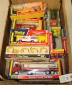 12 Dinky Toys. Foden Fuel Tanker, Burmah (950). Atlas Digger (984). Airport Fire Rescue Tender (