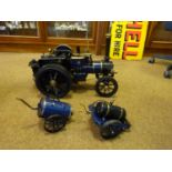 A gas fired live steam Markie 1:10 scale Road Locomotive. Single cylinder, hand pump, reverser,