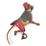 A Lehmann Germany No.385 Tom the Climbing Monkey - tinplate mechanical litho monkey with green