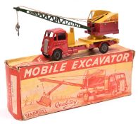 Benbros Qualitoy Mobile Crane. Based on an AEC/Guy chassis, finished in bright red, with a yellow