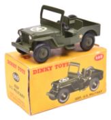 A Dinky Toys U.S. Military Jeep (669). In drab green with U.S. white star. Boxed, one end-flap