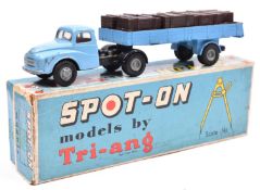 Spot-On Austin Prime Mover with Articulated Flat Float with Sides (106A/1C). In light blue with
