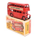 Morestone Series Double Decker Bus. An example in bright red with red wheels and black rubber tyres,