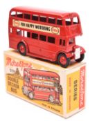Morestone Series Double Decker Bus. An example in bright red with red wheels and black rubber tyres,