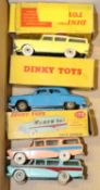 4 Dinky Toys. Studebaker Land Cruiser (172. In blue with beige wheels. 2x Nash Rambler (173) - one