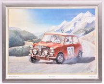 A limited edition framed print 'Home Straight' depicting Paddy Hopkirk and Henry Liddon on their way