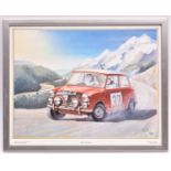 A limited edition framed print 'Home Straight' depicting Paddy Hopkirk and Henry Liddon on their way