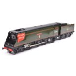 An O gauge modern tinplate hand/kitbuilt BR West Country Class 4-6-2 tender locomotive, Lyme Regis