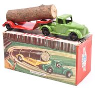 Benbros Qualitoys Articulated Low Loader. An example with a light green tractor unit and red