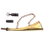 2x GWR items. A guard's horn whistle, engraved GWR underneath. Together with a brass horn siren with