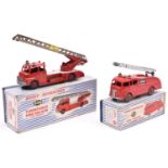 2 Dinky Supertoys. Fire Engine with Extending Ladder (955). Commer in red with red wheels and silver