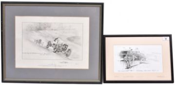 2x David Shepherd signed transport related prints of pencil sketches. Both well framed and