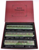 An Ace Trains O gauge Southern Railway EMU 3-car set in lined green livery. Powered driving car,