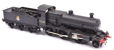 An O gauge brass kitbuilt BR K Class 2-6-0 tender locomotive in unlined black livery, 32346 for 2-
