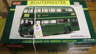 A Sun Star 1:24 scale London Transport Green Line Routemaster (469 CLT) in green (2912). Garage