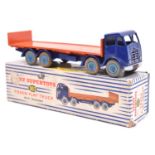 A Dinky Supertoys Foden Flat Truck with Tailboard (903). In violet blue with orange body and mid-