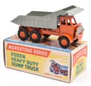 Morestone series Foden Heavy Duty Dump Truck. Orange cab and chassis, with tipping rear body in
