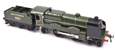 A Hornby O gauge electric No.3 4-4-2 tender locomotive. as Lord Nelson 850, in Southern Railway