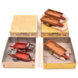 2 Dinky Toys Trade Boxes. (27B) Harvest Trailer 3-item box containing 3 Harvest Trailers in tan with