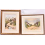 Christopher Hughes, 2x watercolours. Cropthorne village scene. Together with a village scene with