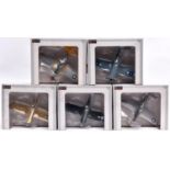 5 SpecCast Die-Cast Metal Collector Bank Aircraft. 3x F4U-1 Corsair USMC, USAF gold finish and New