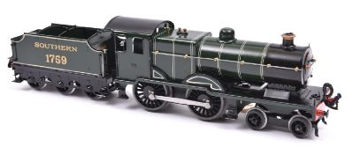 An O gauge kitbuilt copy of a Hornby 4-4-0 No.2 Special, built from a Fitzroy Locomotive Works kit