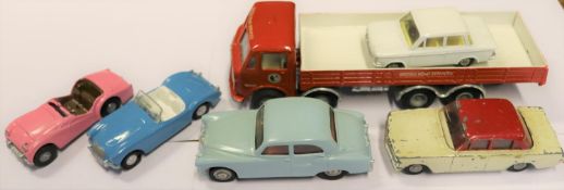 6 Spot-On. AEC open wagon, B.R.S. , Armstrong Siddeley Sapphire, M.G.A. , Triumph TR3, NSU Prinz and
