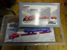 2 Corgi Heavy Haulage. Diamond T Ballast (x2) 24 Wheel Girder Trailer, with Boiler & Scammell