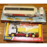 2 Dinky Toys Trucks. Foden Tipping Lorry (432). White cab, red chassis, with yellow body and wheels.