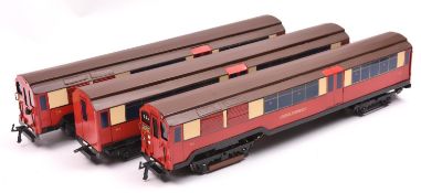 An O gauge modern tinplate handbuilt London Transport Circle Line Underground 3-car set, Ruislip