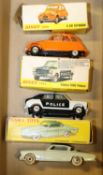 3 French Dinky Toys. Studebaker Commander (24Y). In light green with dark green roof. Simca 100