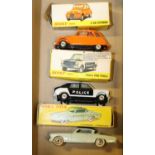 3 French Dinky Toys. Studebaker Commander (24Y). In light green with dark green roof. Simca 100