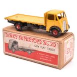 Dinky Toys Guy Flat Truck (512). In yellow with black chassis and red wheels. Boxed, minor wear.